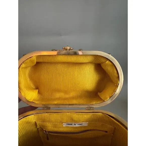 Vtg Straw Purse Oval Box Handbag Fabric Lined 1950s/ 1960s Italy - Read Details - Picture 11 of 15